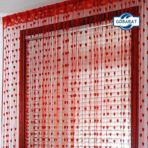 rèm cửa sổ Họa Tiết Trái Tim Phối Tua Rua Độc Đáo Tiện Dụng
