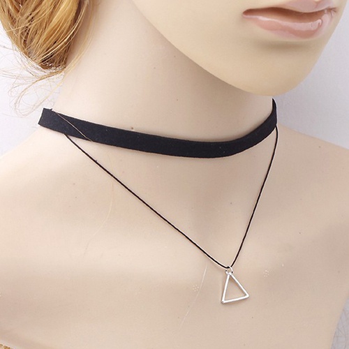 Vòng cổ hai lớp mặt hình tam giác thời trang nữ