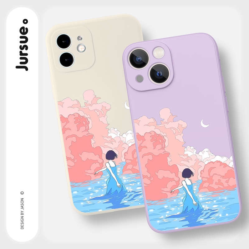 Ốp lưng JURSUE mềm chống sốc hình dễ thương đẹp cho iPhone 13 12 11 Pro Max SE 2020 X XR XS 8 7 ip 6S 6 Plus kute Y1957