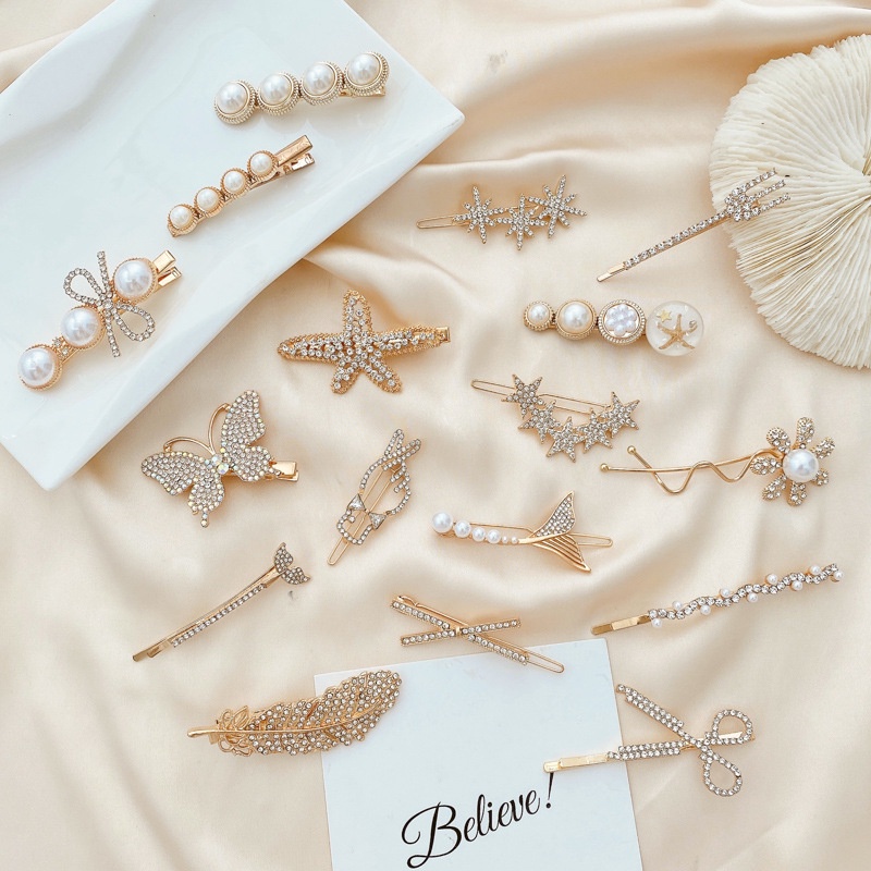 Kẹp tóc đính đá thời trang Hàn Quốc dành cho nữ 2021 mới