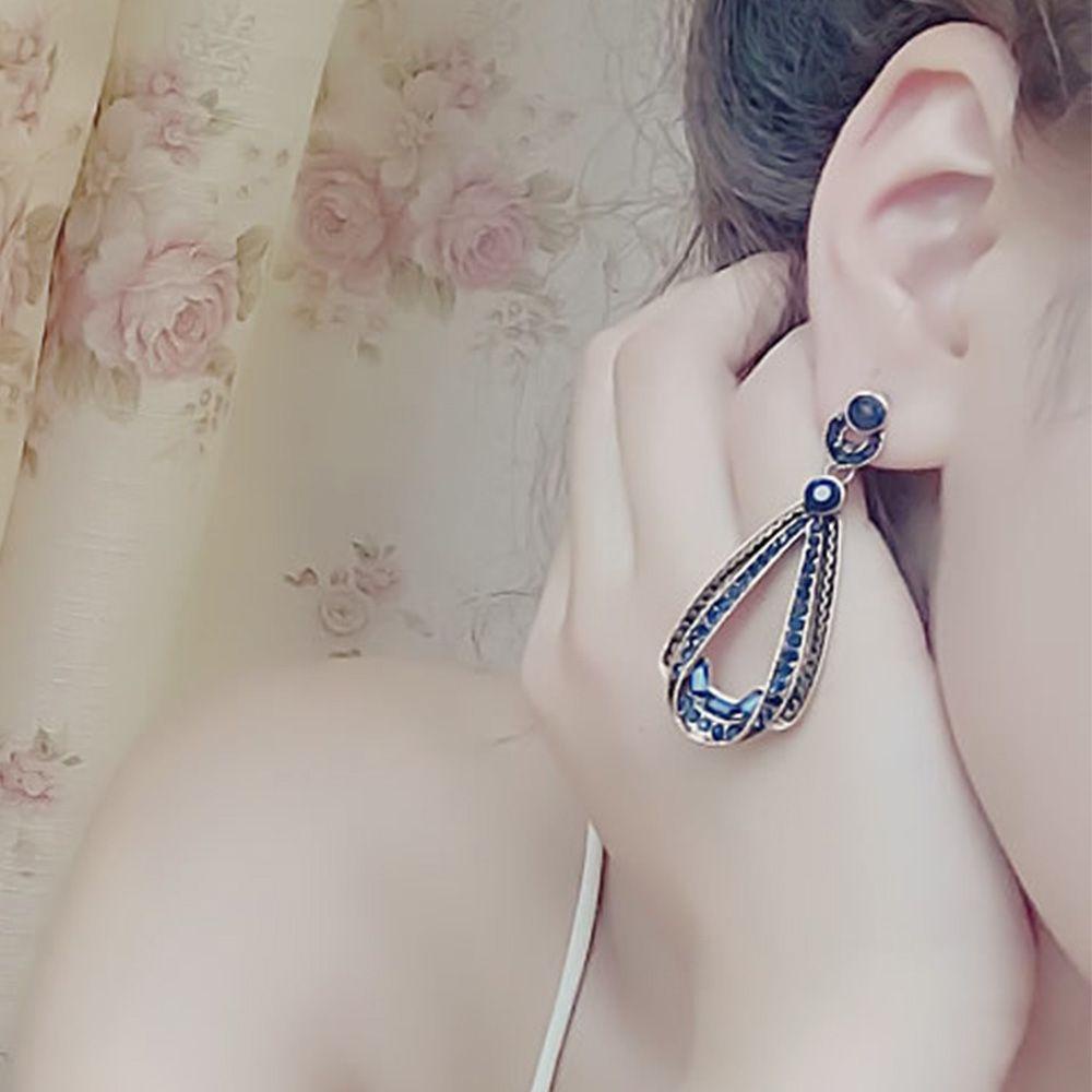 QQMALL Bông Tai Đính Đá Phong Cách Cổ Điển Thời Trang Cho Nữ