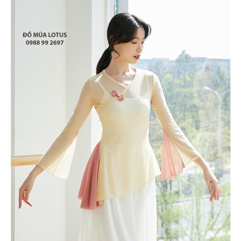 Áo lưới tập múa cổ trang, tập yoga tay loe xẻ, vạt chéo  Đồ Múa Lotus