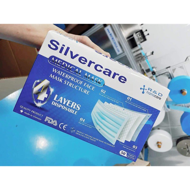 Khẩu trang silvercare hộp 50 cái 4 lớp màu trắng