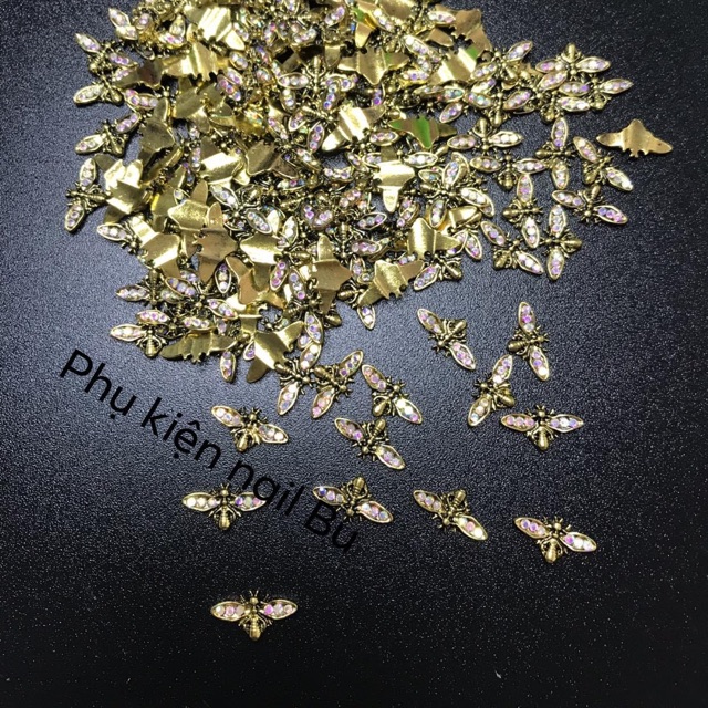 Charm đá đính móng hình ong nhiều loại 1 túi 10 viên