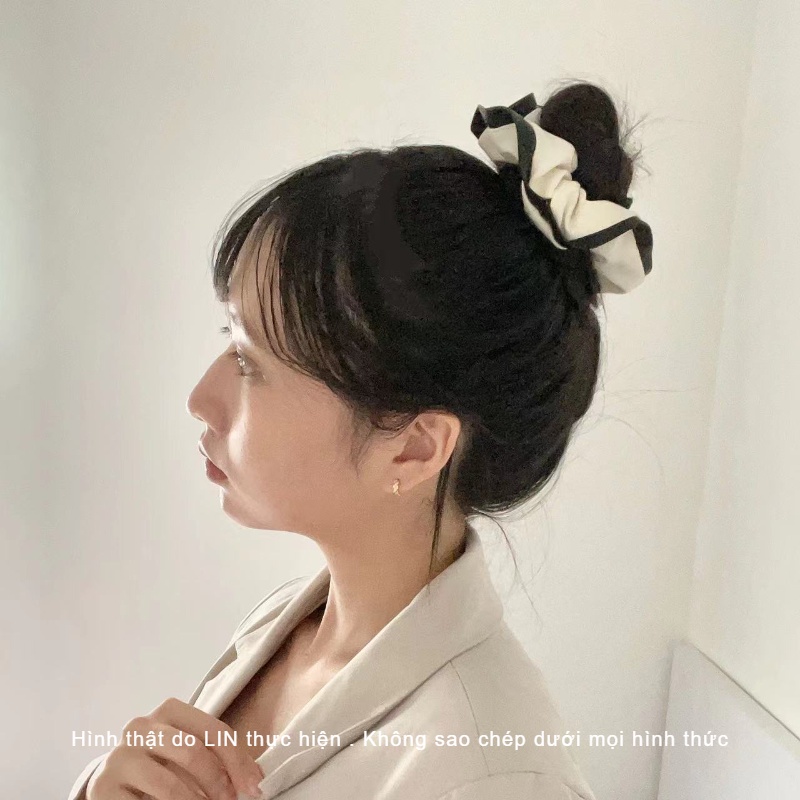 Scrunchies Cột Tóc Buộc Tóc Vải Da LIN Phong Cách Hàn Quốc