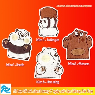 Sticker patch vải thêu hình 3 chú gấu we bare bears S157