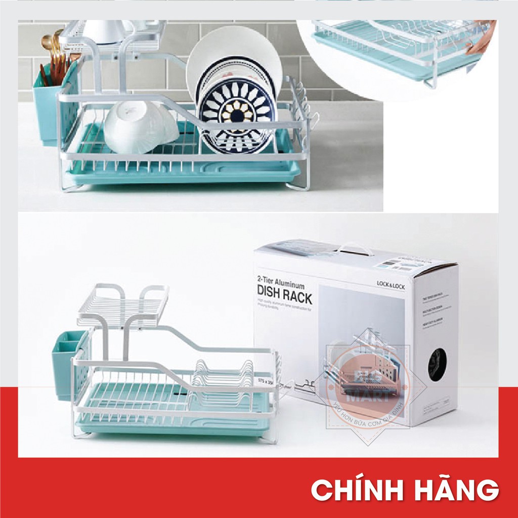 KỆ ÚP CHÉN ĐĨA 2 TẦNG LOCK&LOCK LDR204, thiết kế hiện đại, chất liệu nhôm và nhựa PP