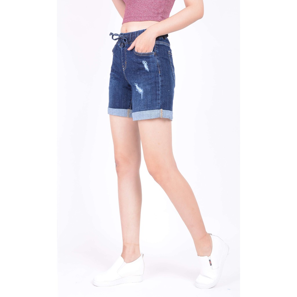 Quần short  jean nữ ngắn đẹp lưng cao cạp chun rách hàng hiệu cao cấp mã 448 VANIZEN