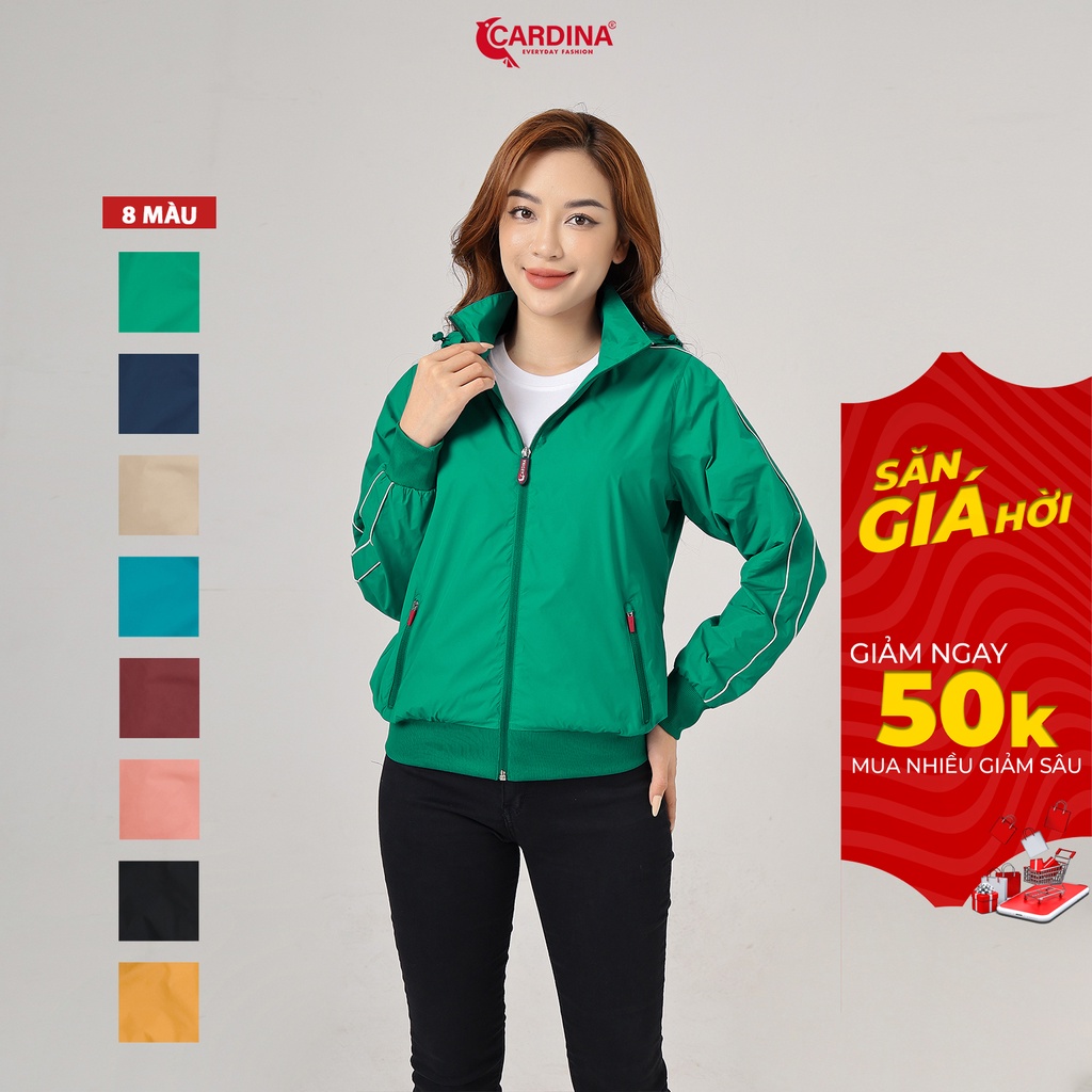 Áo Gió Nữ 𝐂𝐀𝐑𝐃𝐈𝐍𝐀 2 Lớp Lót Lưới Cao Cấp Viền Thể Thao Siêu Nhẹ Cản Gió Cản Bụi Chống Nước 2GFT