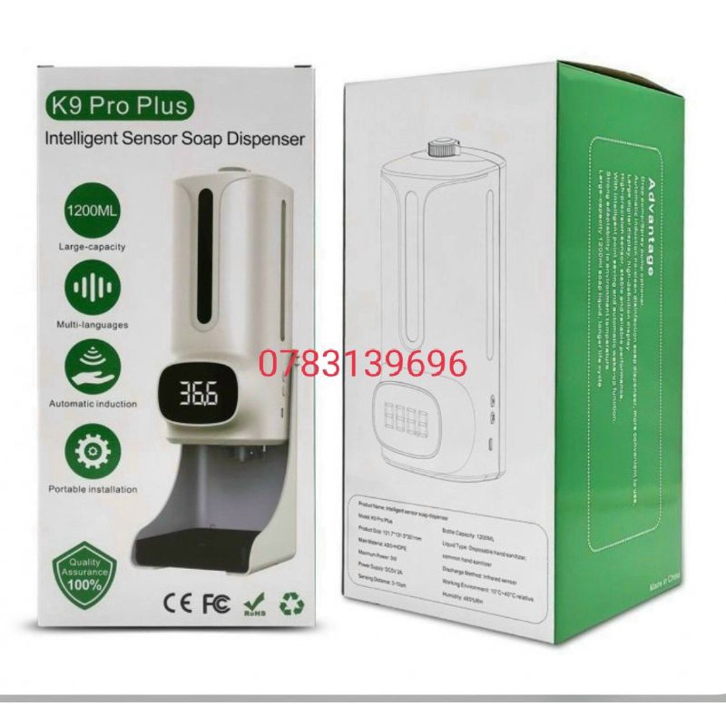Máy khử khuẩn đo thân nhiệt tự động cảm ứng k9 pro (tặng chân đế)