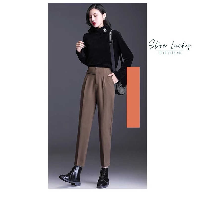 Quần tây nữ cạp chun sau MẪU MỚI vạt chéo 2 khuy xếp ly - ống đứng khóa sườn | BigBuy360 - bigbuy360.vn