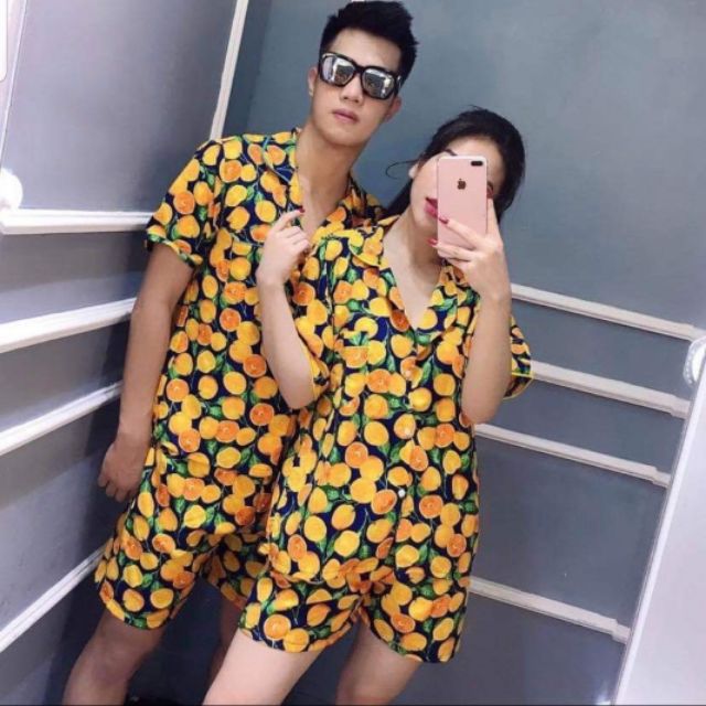 28. Đồ bộ trái cây đi biển(ảnh thật, chất kate thái) trái cam