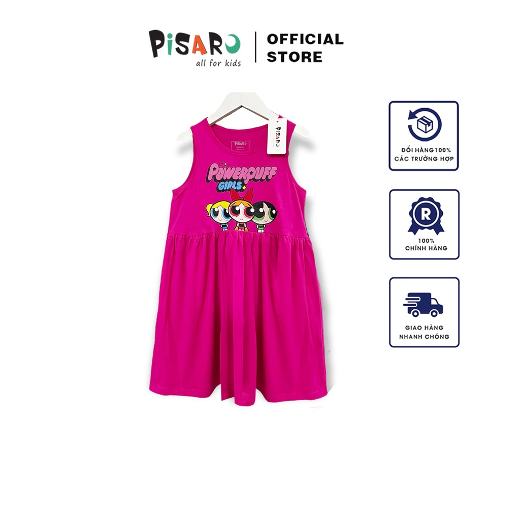 Váy babydoll sát nách PISARO KIDS cho bé vải cotton mềm mịn, váy đầm bé gái dễ thương