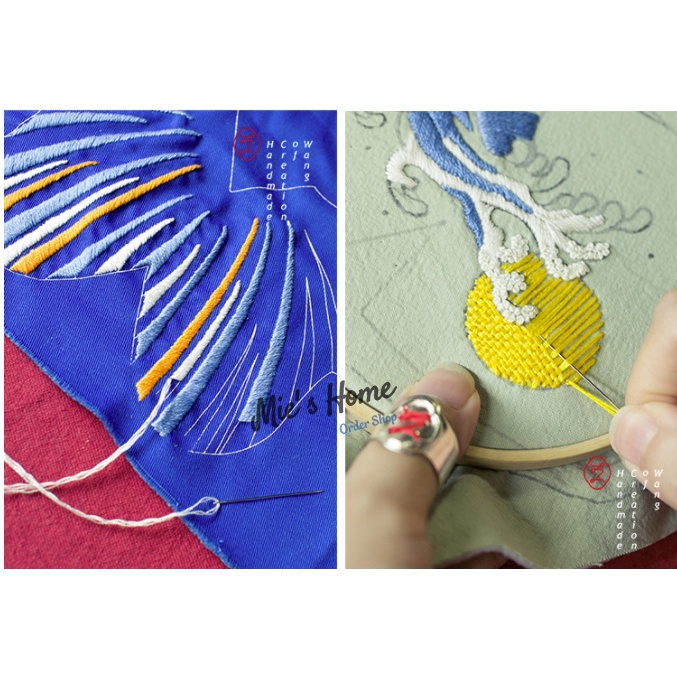 Bộ Dụng Cụ Thêu Tay Thủ Công DIY Nguyên Liệu - Tự thêu may túi xách túi tote Hình Cá Phong cách Độc Đáo - Mie Handmade