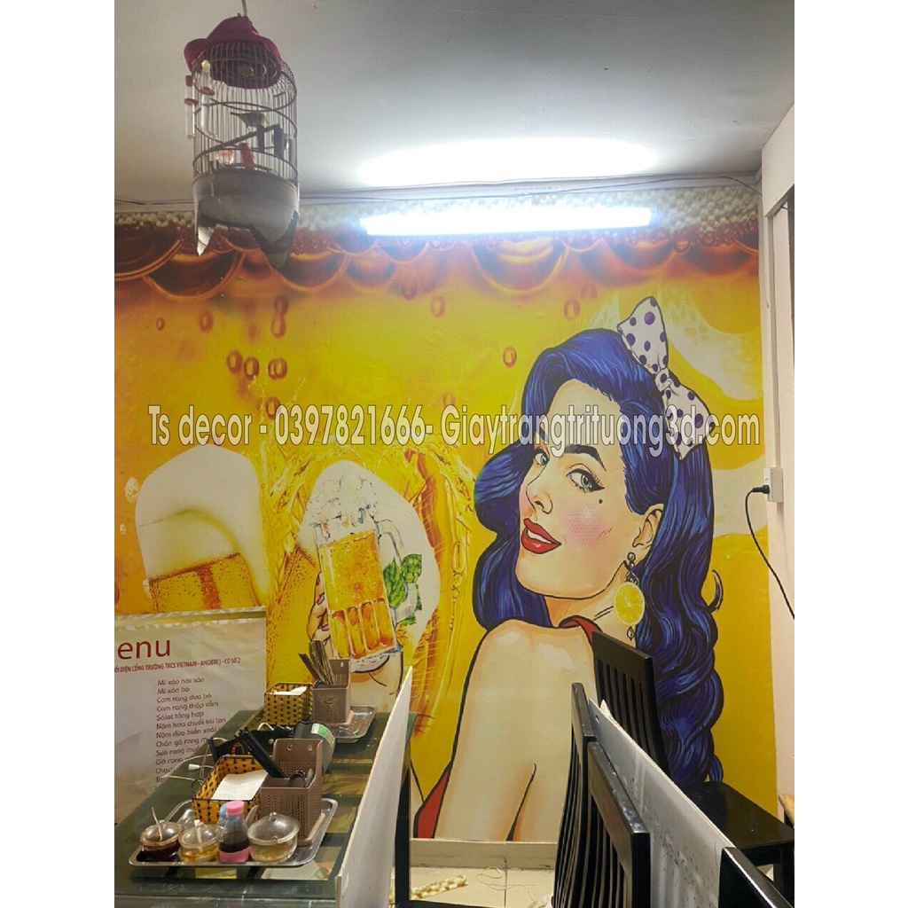 Tranh vải lụa 3D Club Bia Hơi,Bia Hà Nội, bar, quán ăn miễn Phí chèn tên riêng Quán, chèn chữ và logo theo yêu cầu