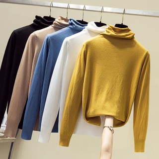 Áo Sweater Cổ Cao Vải Cashmere Có 6 Màu Dễ Thương