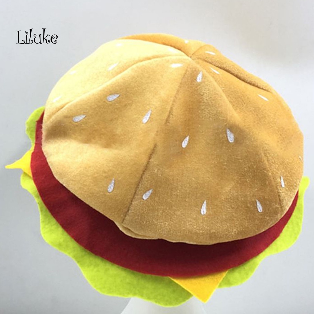 Mũ Cotton Màu Trơn Hình Hamburger Ngộ Nghĩnh