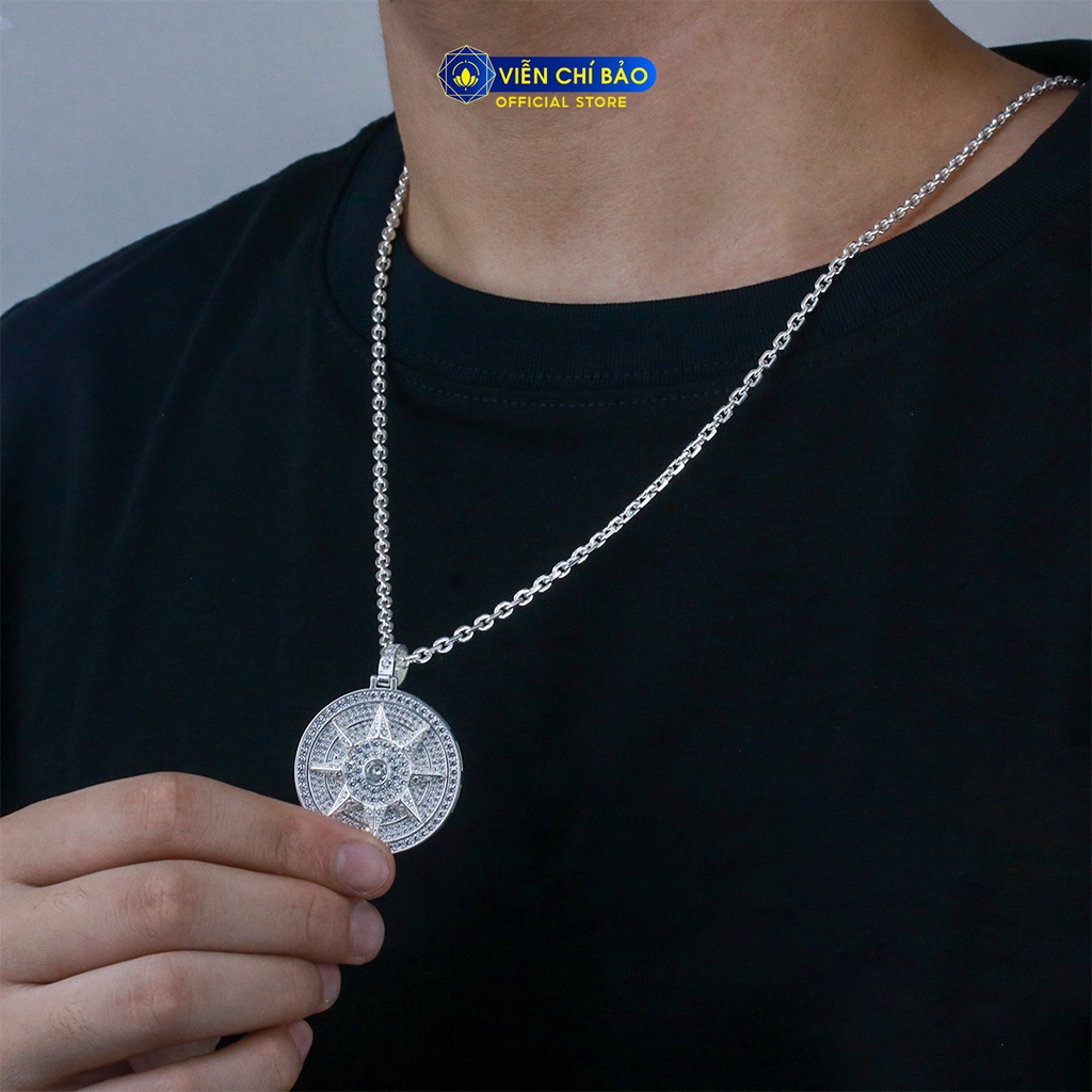 Mặt dây chuyền bạc nam Mặt trời đính đá chất liệu bạc 925 thời trang phụ kiện trang sức Viễn Chí Bảo M300518