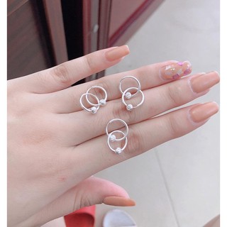 Bông tai tròn trơn bạc ta / Bông tai bạc nữ