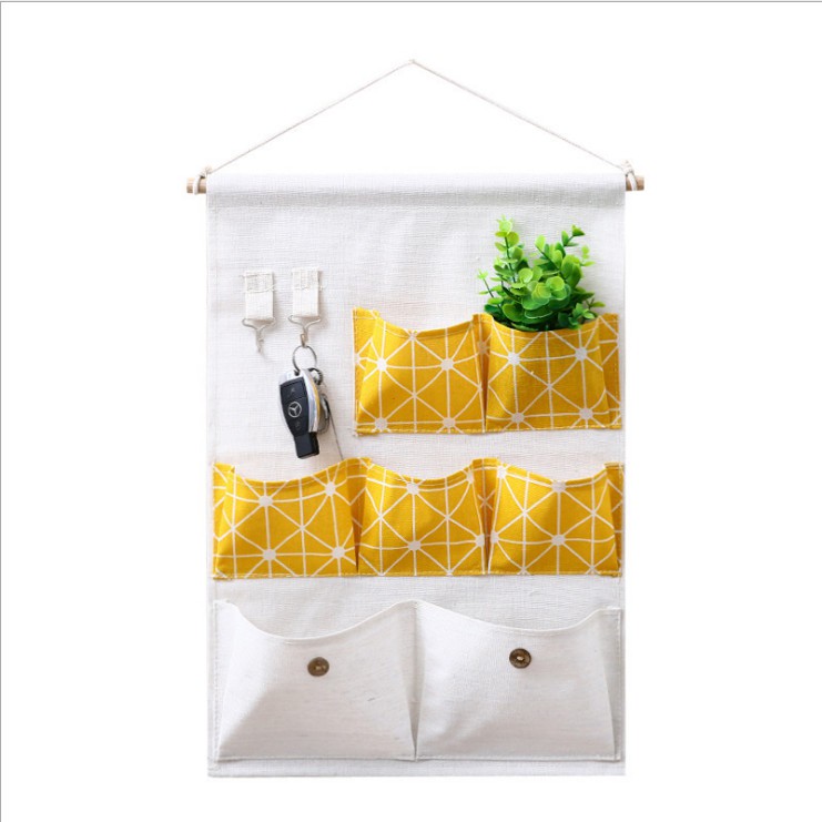 Túi đựng đồ 7 ô treo tường decor trang trí nhà cửa ( được chọn màu)