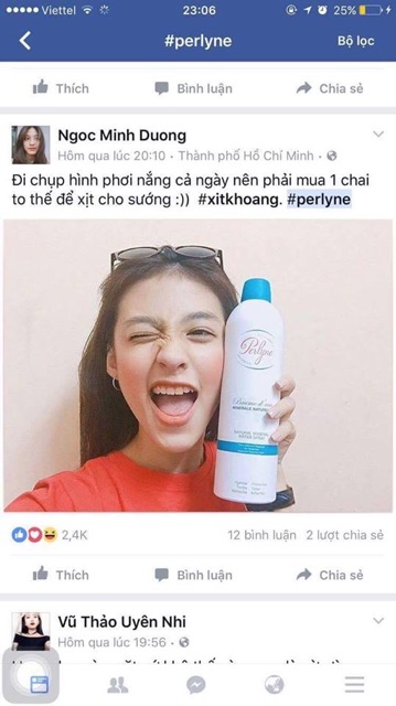 Xịt Khoáng Perlyne Natural Mineral Water Spray 400ml Chai To Nhập Khẩu Chính Hãng Siêu Cấp Ẩm cho Da