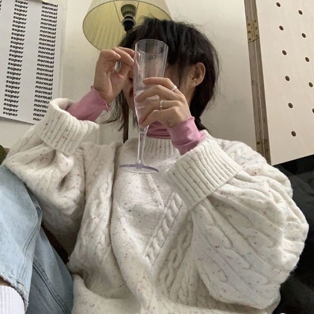 Áo Sweater Dệt Kim Dáng Rộng Thời Trang Thu Đông Cho Nữ 2021