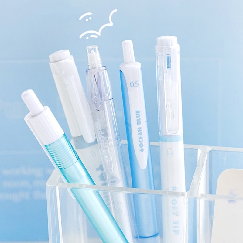 Bộ 5 Bút Mực Gel Nhiều Màu Sắc Bắt Sáng Phong Cách Retro Dành Cho Học Sinh C7128