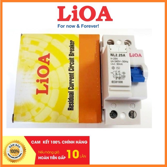 Cầu dao chống giật (APTOMAT) LIOA 25A - 32A - 40A dòng rò 30 mA, loại 2 cực (cầu dao chống dòng rò).