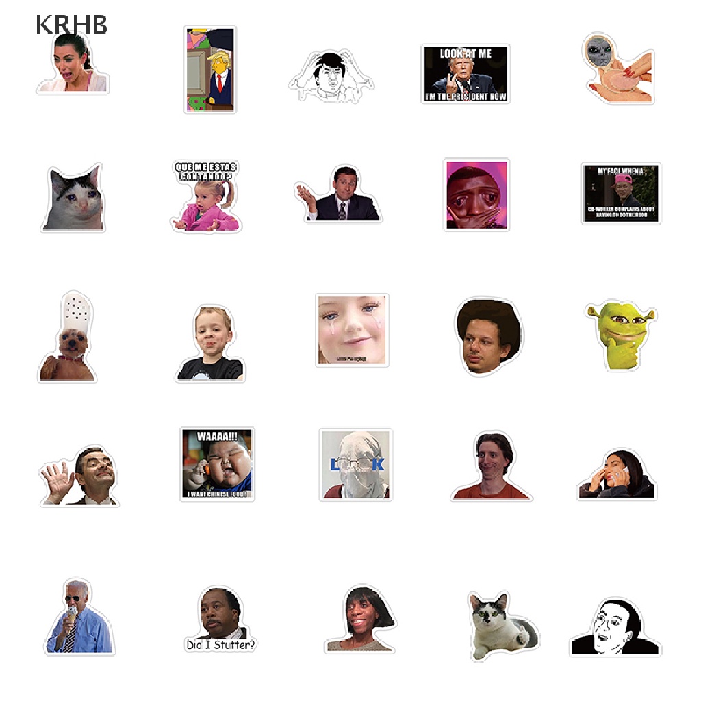 Set 50 Miếng Dán Hình Biểu Tượng Cảm Xúc Ngộ Nghĩnh Trang Trí Ván Trượt / Guitar / Đồ Chơi