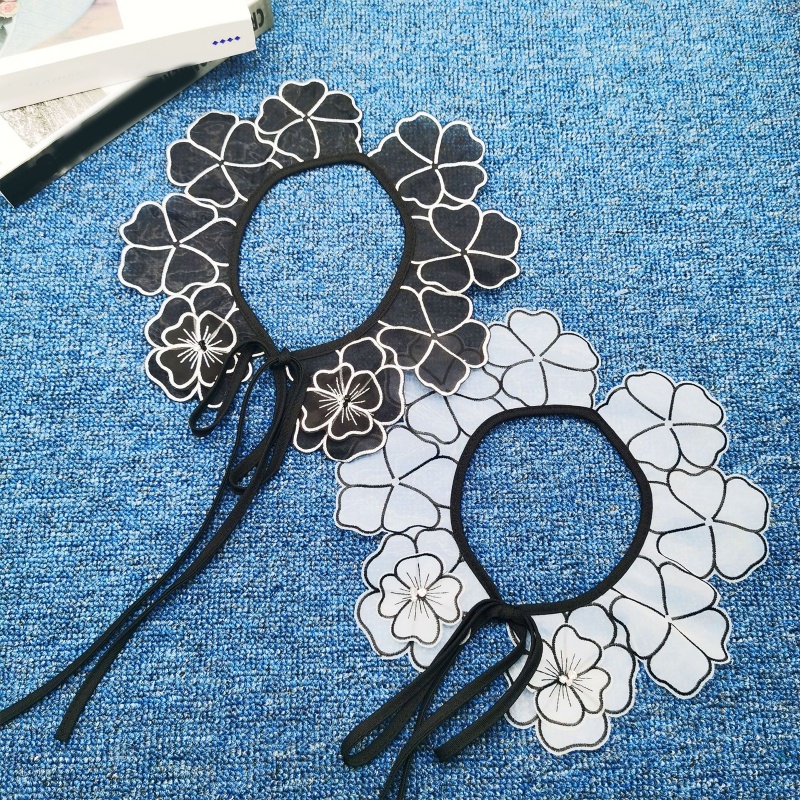 Cổ Áo Rời Nửa Cổ Phối Ren Hoa Có Thể Tháo Rời Cho Nữ