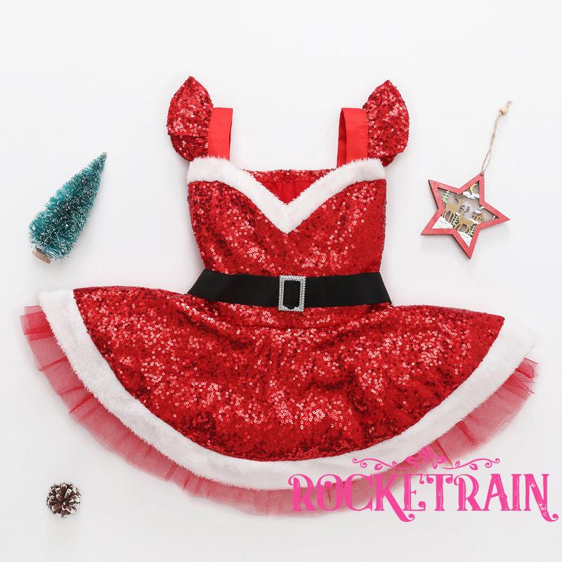 ❥Rv♂Bộ áo liền quần tay cánh tiên/ đầm lưới đính kim sa thời trang giáng sinh cho bé gái