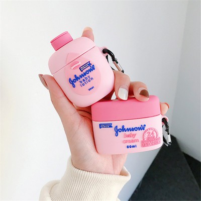 AirPods Case hình chai lotion Johnson Baby màu hồng