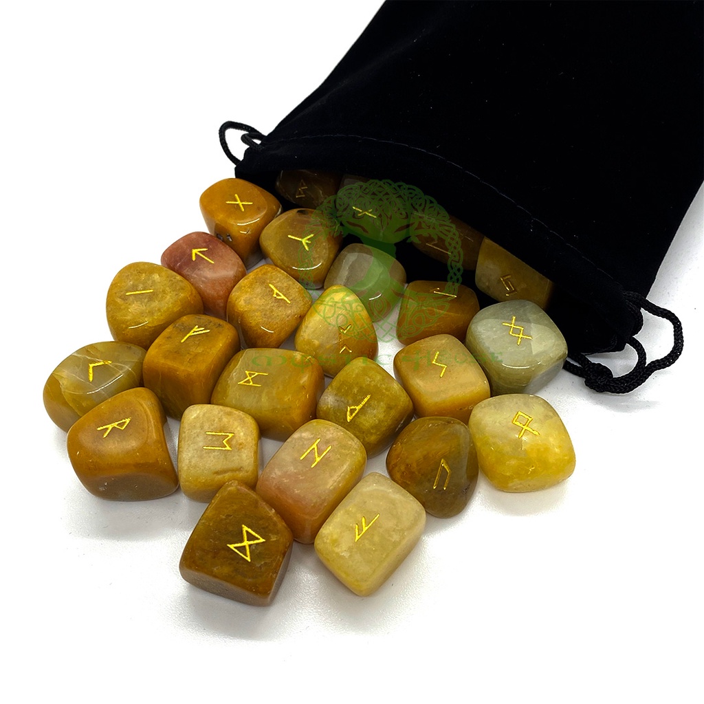 Bộ Đá Runes Golden Healer (Mystic House Tarot Shop) - Sản Phẩm Authentic Chính Hãng 100%