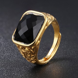 Nhẫn nam đính đá đen mạ vàng - NN49
