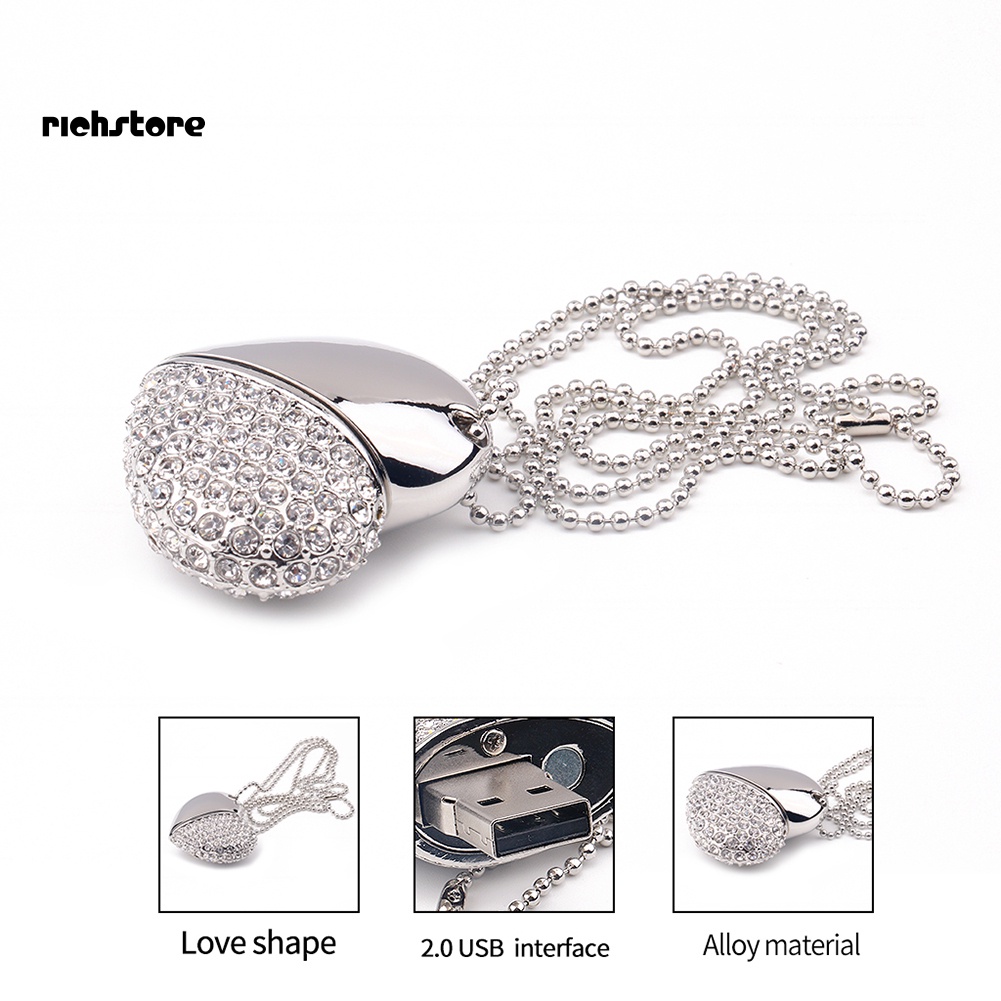Usb Hình Trái Tim Đính Đá Bằng Hợp Kim Cho Laptop PC | BigBuy360 - bigbuy360.vn
