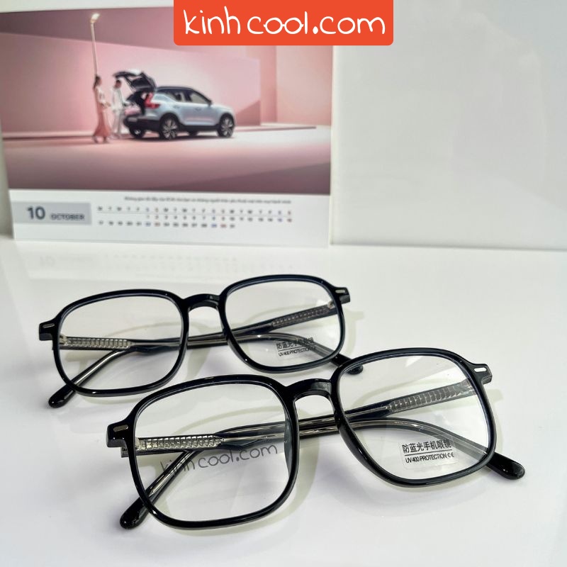 Gọng kính 2952 dáng vuông nam nữ thời trang nhựa dẻo chống UV400 màu đen bóng [KHÔNG LỢI NHUẬN]