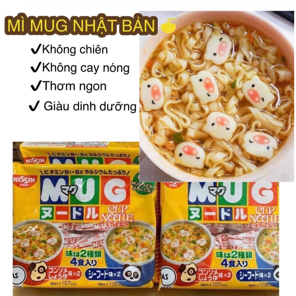 Mì Mug Nhật Vàng/Xanh cho bé ăn dặm trên 1 Tuổi Date T4/2024