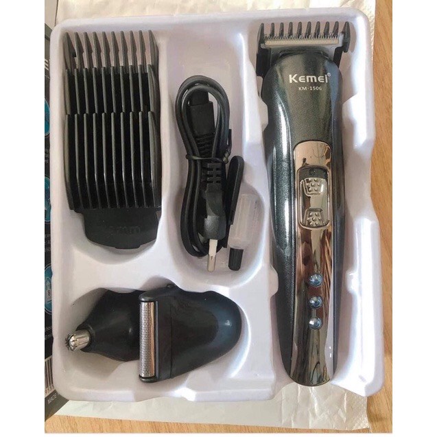 Tông Đơ Cắt Tóc Cạo Râu Tỉa Lông Mũi Đa Năng Chất Lượng Cao Kemei KM - 1506 Công Suất 3W