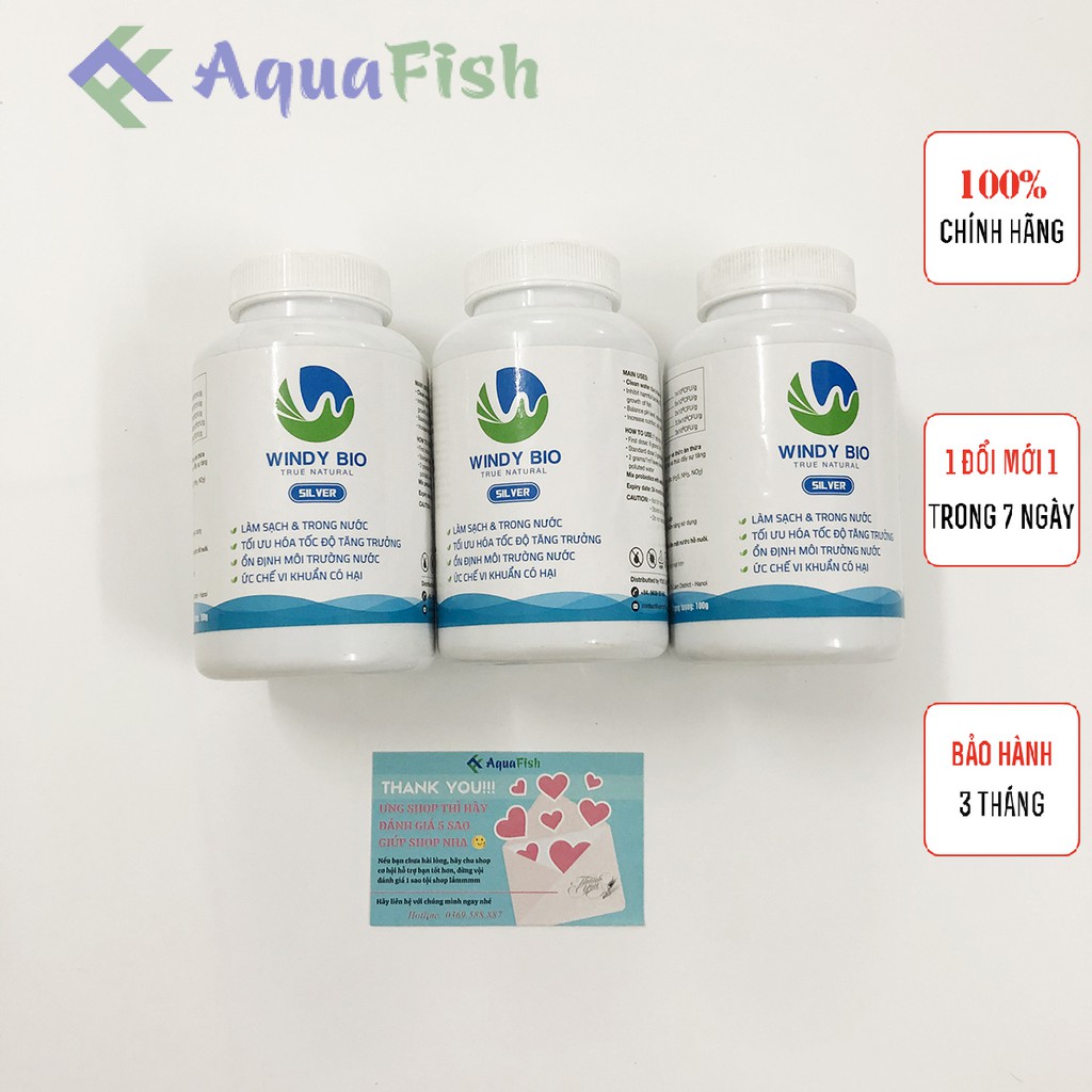 Combo 3 Lọ Men Vi Sinh Cho Hồ Cá Koi Windy Bio 100g Dạng Bột (giúp làm trong nước, phân hủy chất hữu cơ, cân bằng PH)