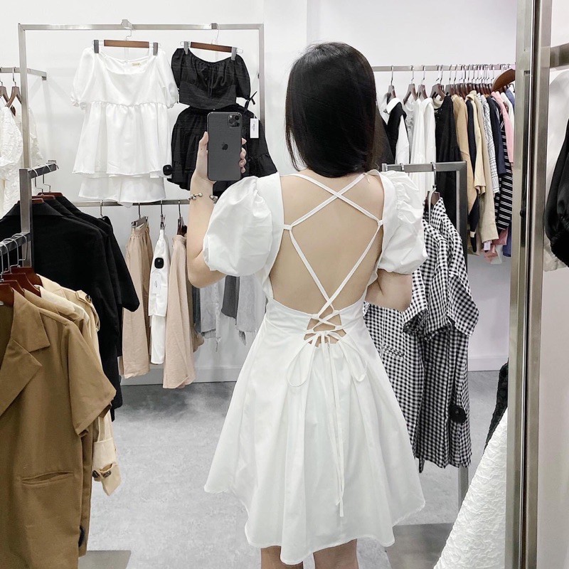 HINH CHỤP THẬT - đầm xoè đan lưng