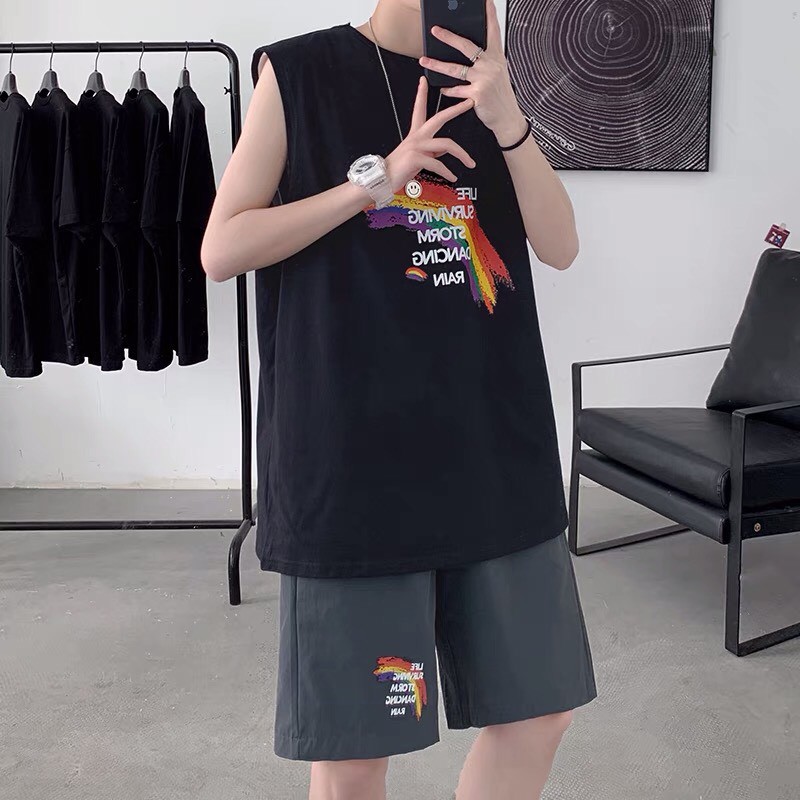 Áo Tank Top Nam Nữ In Hình Cầu Vồng Tuho, Áo 3 Lỗ Form Rộng Unisex Cầu Vồng Hot Trend 2022 Oversize