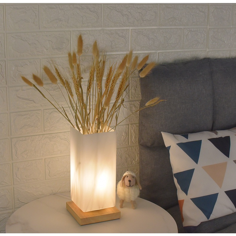 Đèn ngủ kiêm lọ hoa để bàn hình chữ nhật decor phòng phong cách bắc âu