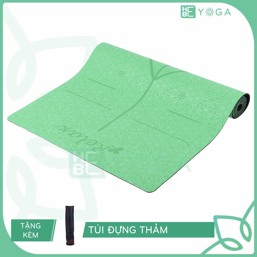 Thảm Tập Yoga Định Tuyến PU Cao Su Relax Hebeyoga Cao Cấp Tặng Kèm Túi