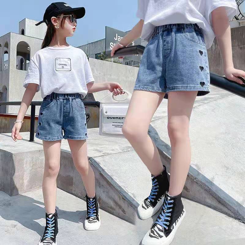 Quần Short Jean Dành Cho Bé Gái Họa Tiết Trái Tim Thêu Sịn Sò - Hàng Quảng Châu Cao Cấp Loại 1 (QB14)