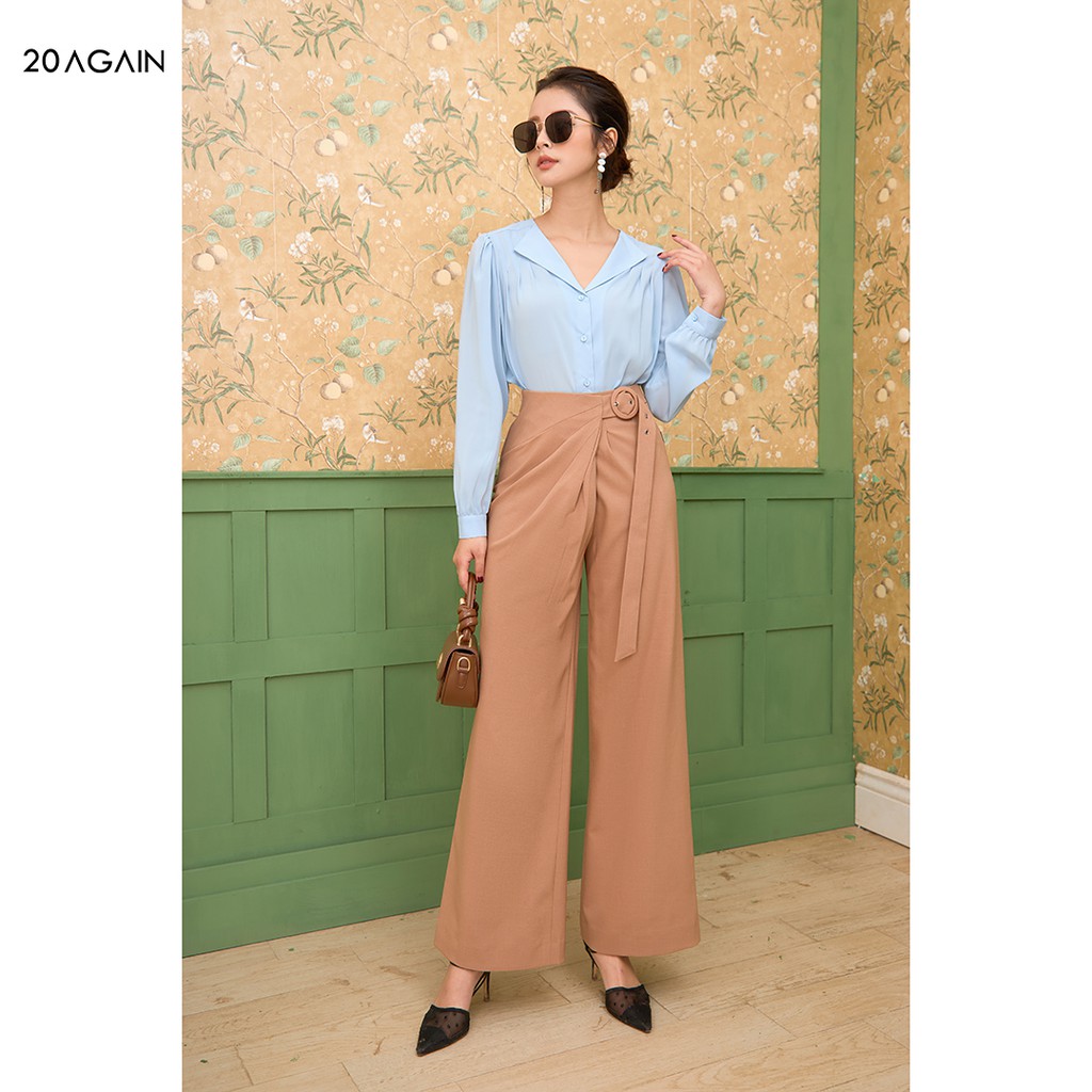 [Mã WABR1512 giảm 12% đơn 99K] Quần âu tuýt si ống rộng fashionista 20AGAIN QAA1303 đai liền, xếp ly