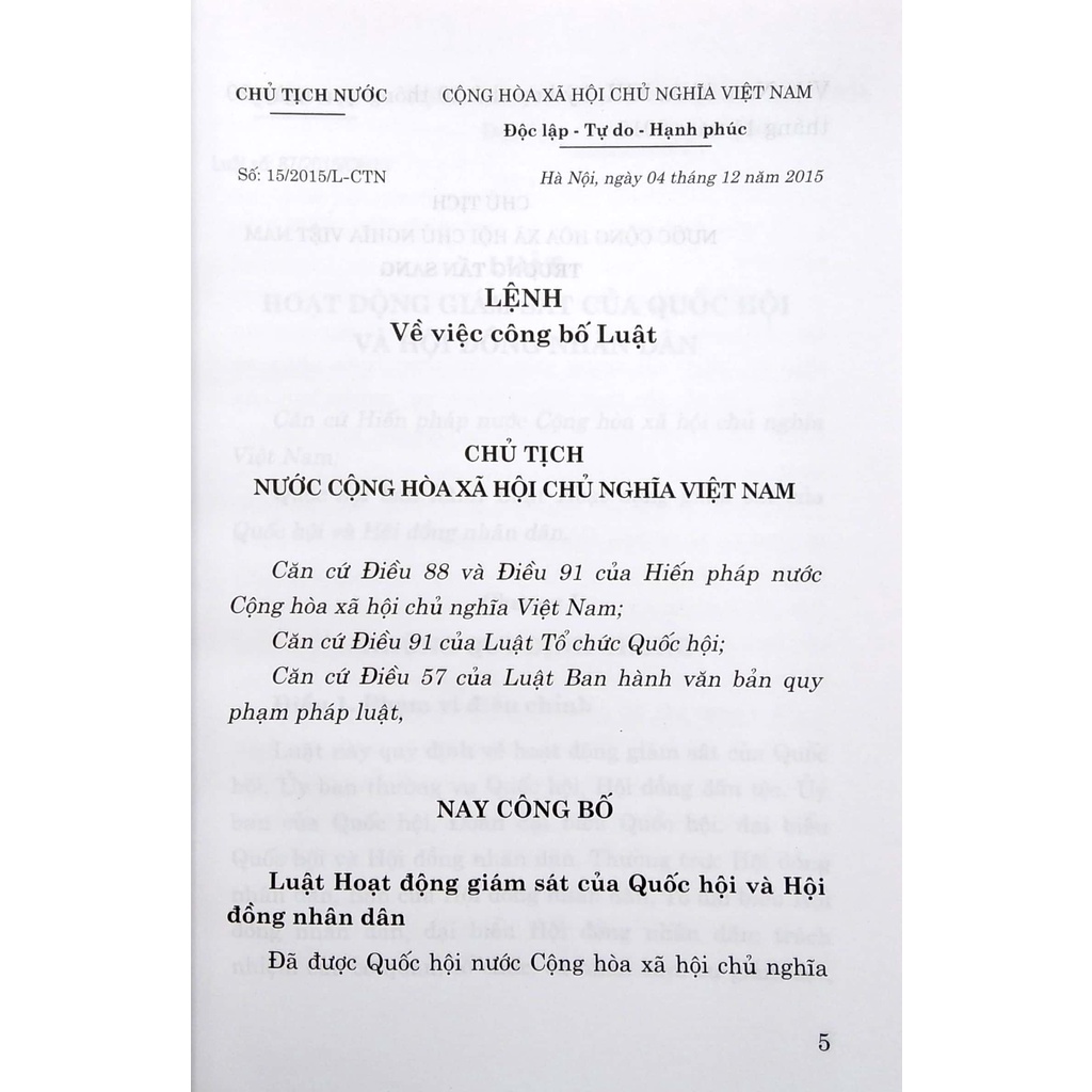 Sách Luật Hoạt Động Giám Sát Của Quốc Hội Và Hội Đồng Nhân Dân (Hiện Hành)
