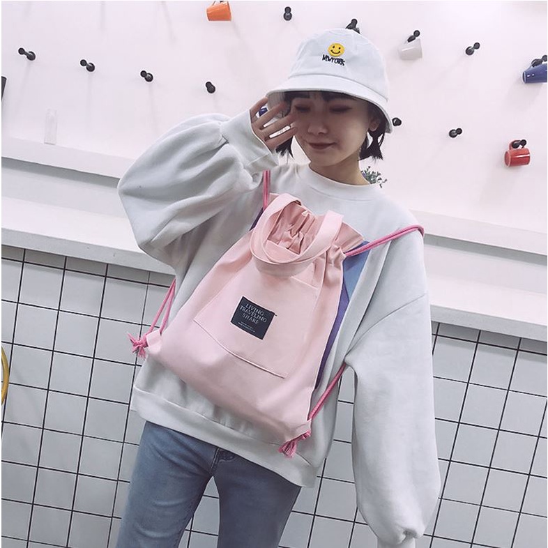 Túi tote bag đeo vai vải canvas nữ CHEN dây rút dùng đi chơi đi học giá rẻ đẹp TX35