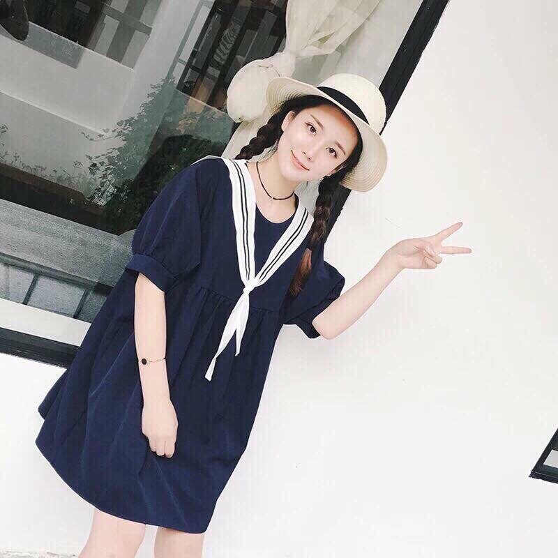 [Mã SKAMSALEP6 giảm 10% tối đa 100K đơn 150K] DX556 - Đầm Xòe Babydoll Xanh Thủy Thủ Cực Xinh | BigBuy360 - bigbuy360.vn