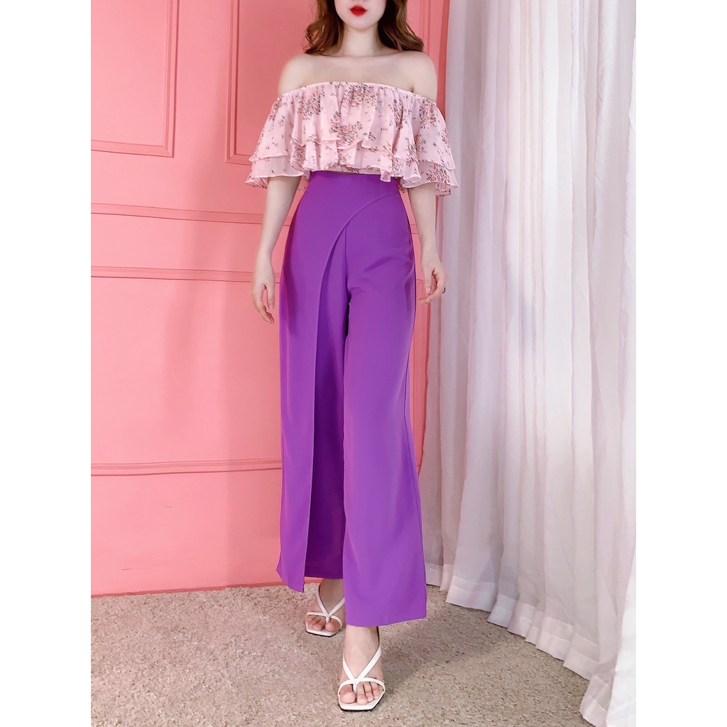 Quần tây trơn ống suông phối vạt chéo MIMIX sang trọng AO2150