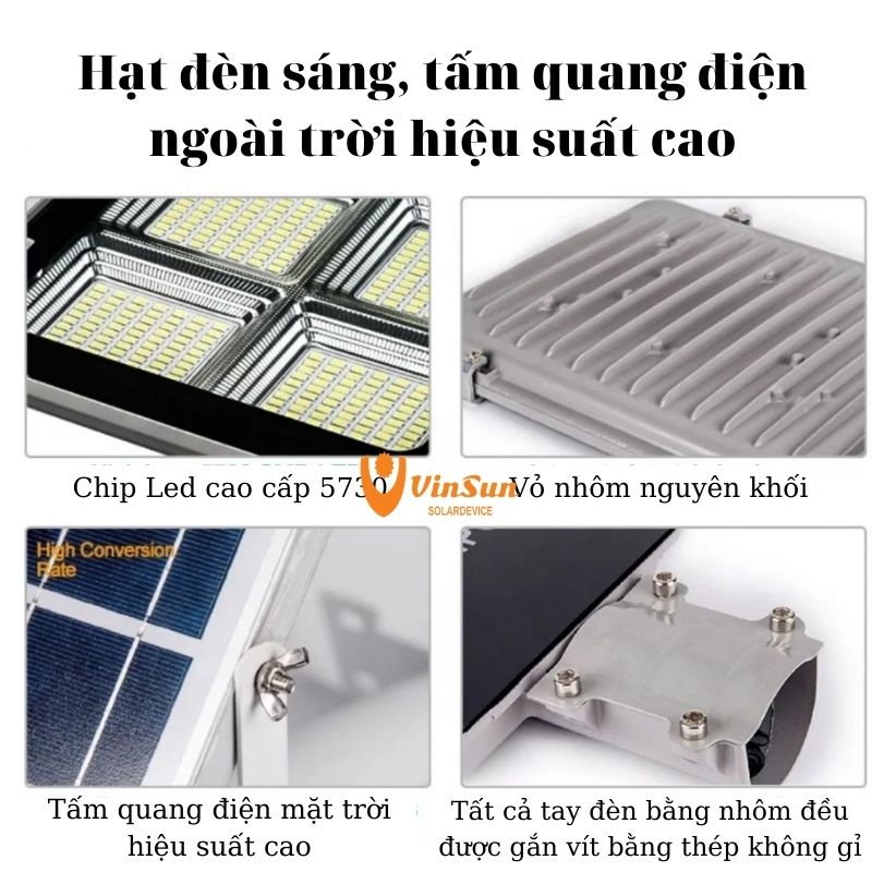 Bóng năng lượng mặt trời, đèn led năng lượng mặt trời bàn chải 300W, đèn sân vườn cảm biến ánh sáng, vỏ nhôm, denvinsun